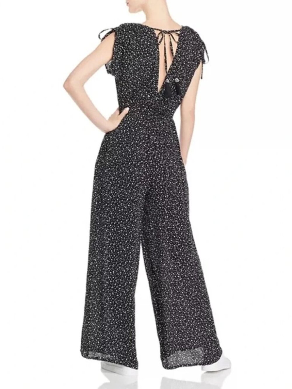 Band of Gypsies Amsterdam Polka Dot Tie-Detail Jumpsuit XS - Picture 2 of 8